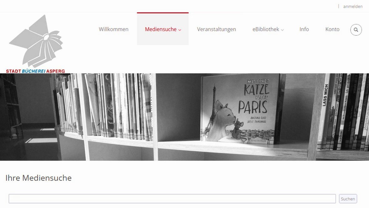 Screenshot Suchmaske OPEN Stadtbücherei Asperg